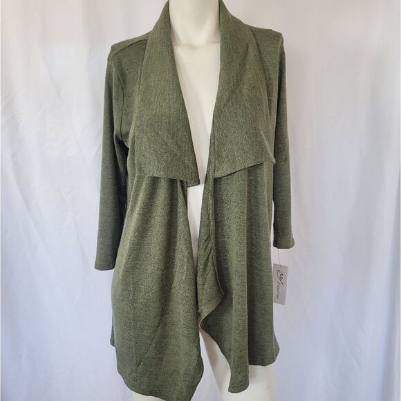NY Collection olive green cardigan size S - Picture 5 of 12
